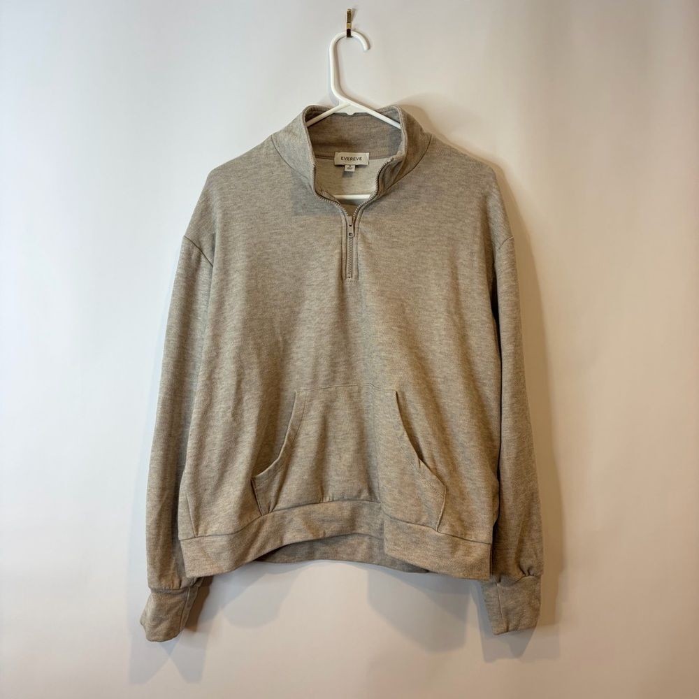 Evereve Men's Heathered Tan Quarter-Zip Pullover Medium